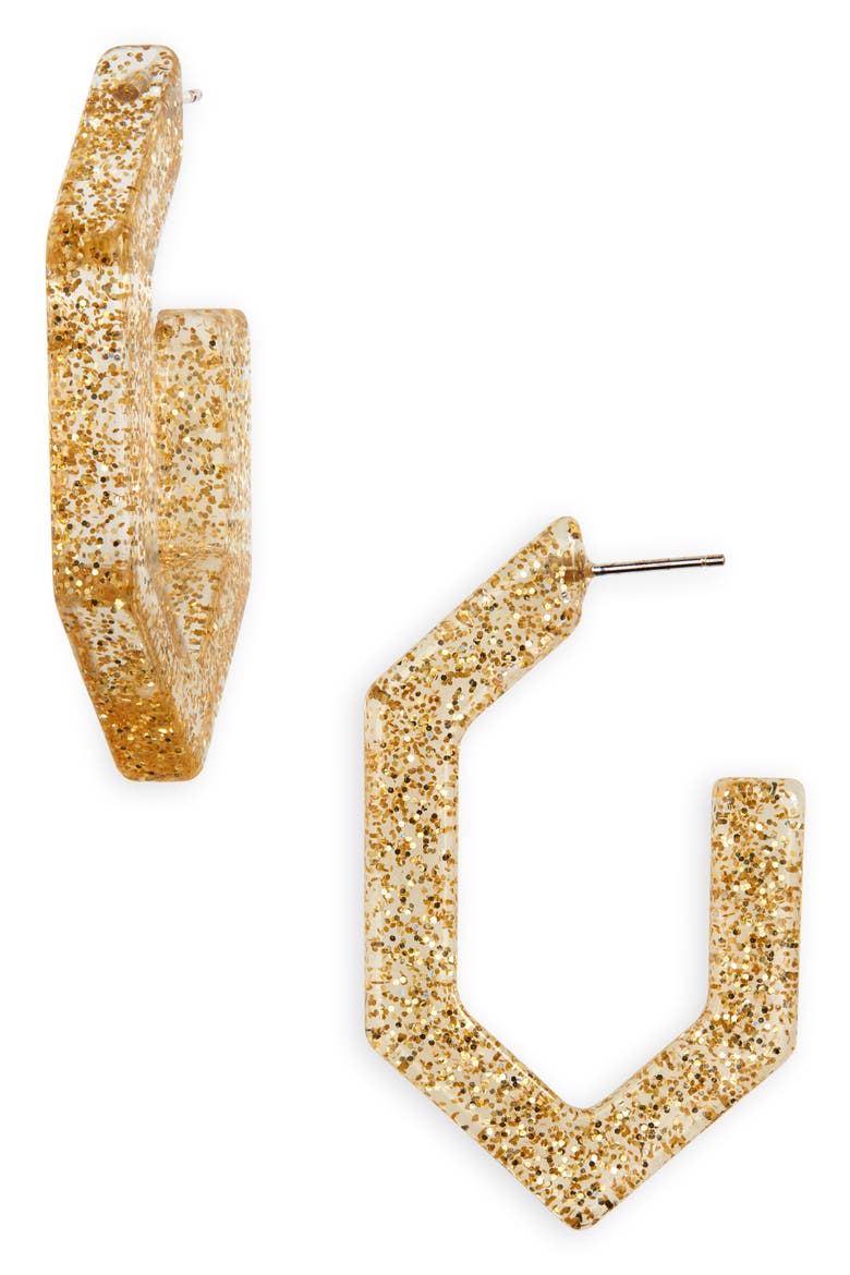 Glitter Oversize Geometric Hoop Earrings, Main, color, GOLD GLITTER