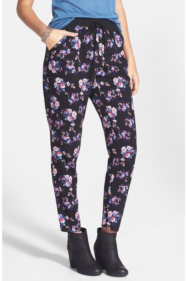Track Pants, Main, color, MAUVE/ FLORAL PRINT