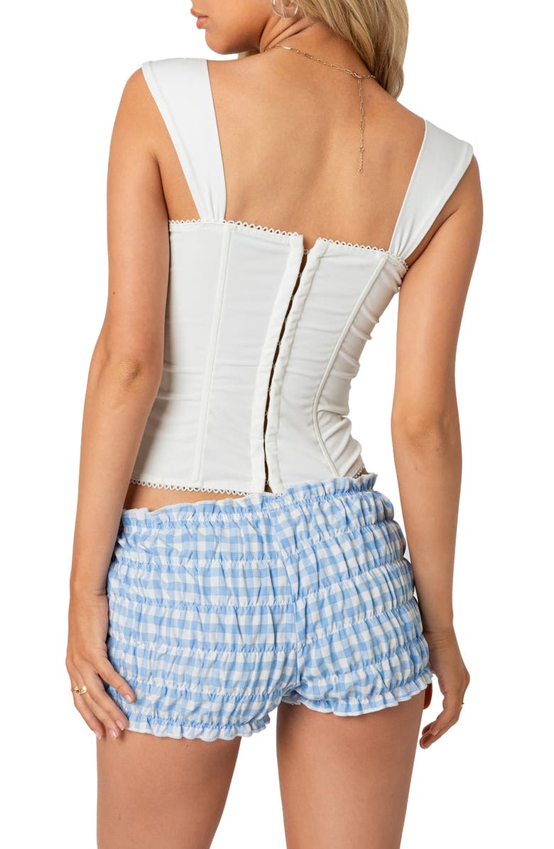 EDIKTED Marcella Mesh Corset Tank Top, Alternate, color, White