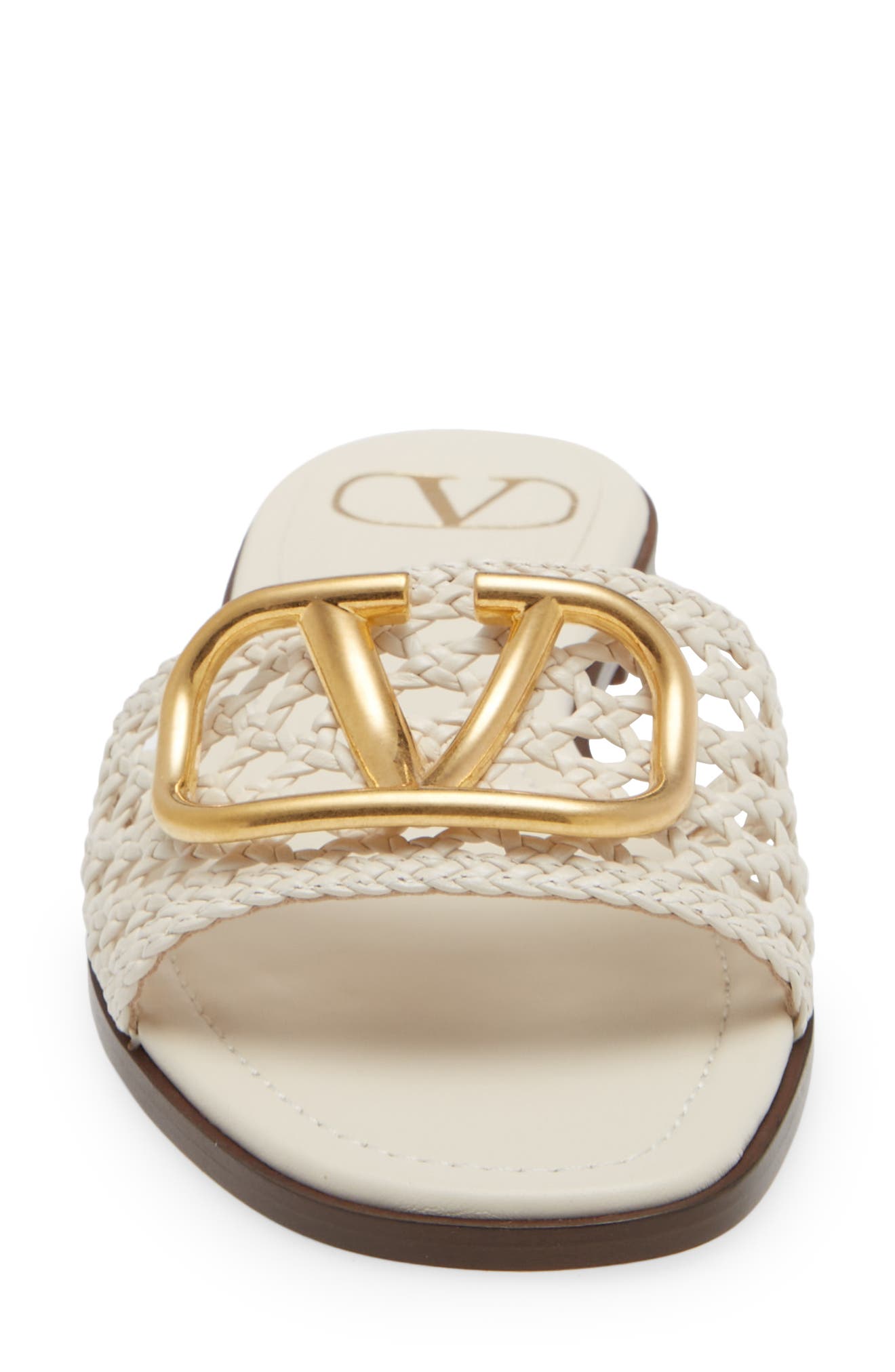 Valentino Garavani CROCHET VLOGO SLIDE SANDAL, Alternate, color, 