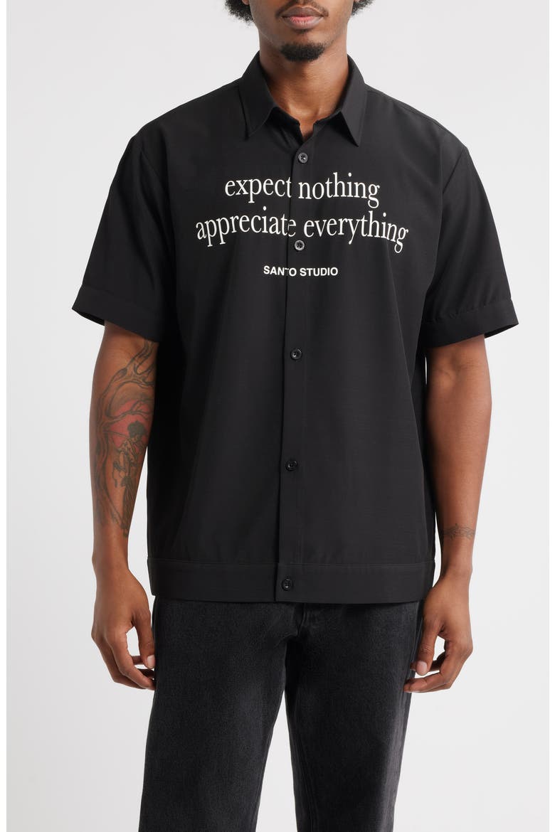 Appreciate Button-Up Shirt, Main, color, BLACK