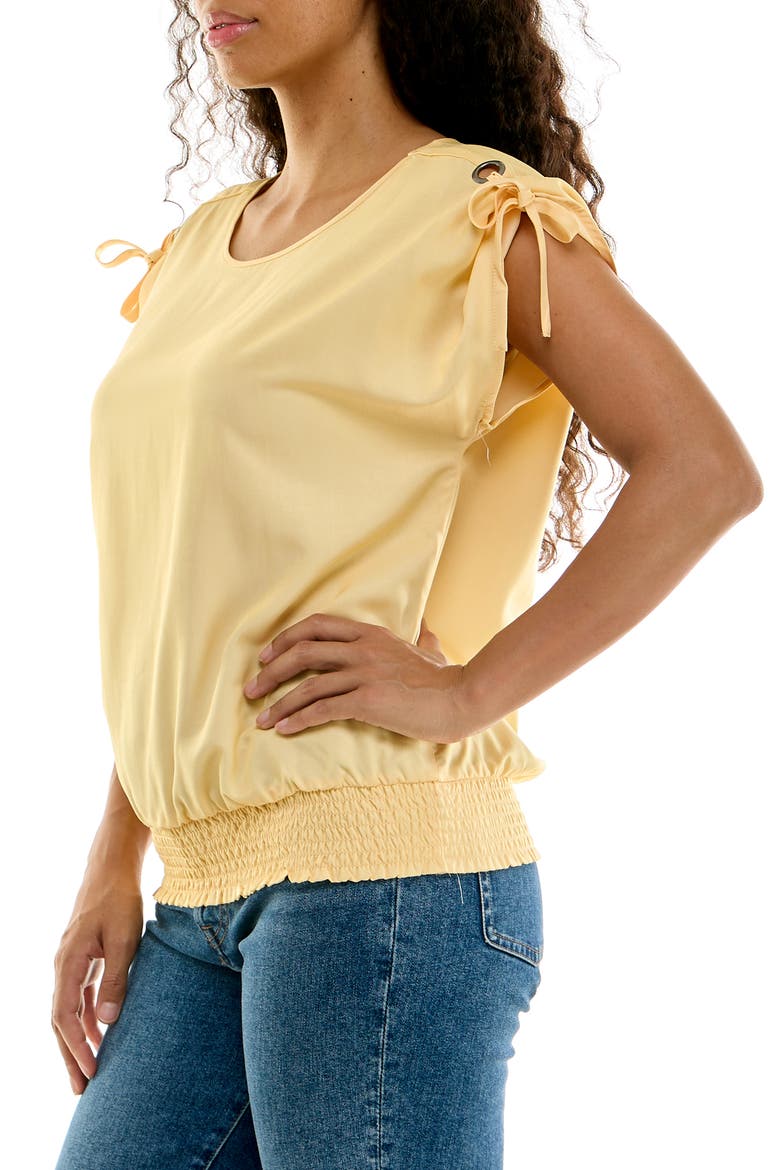 Scoop Neck Cap Sleeve Eyelet Top, Alternate, color, SUNRISE