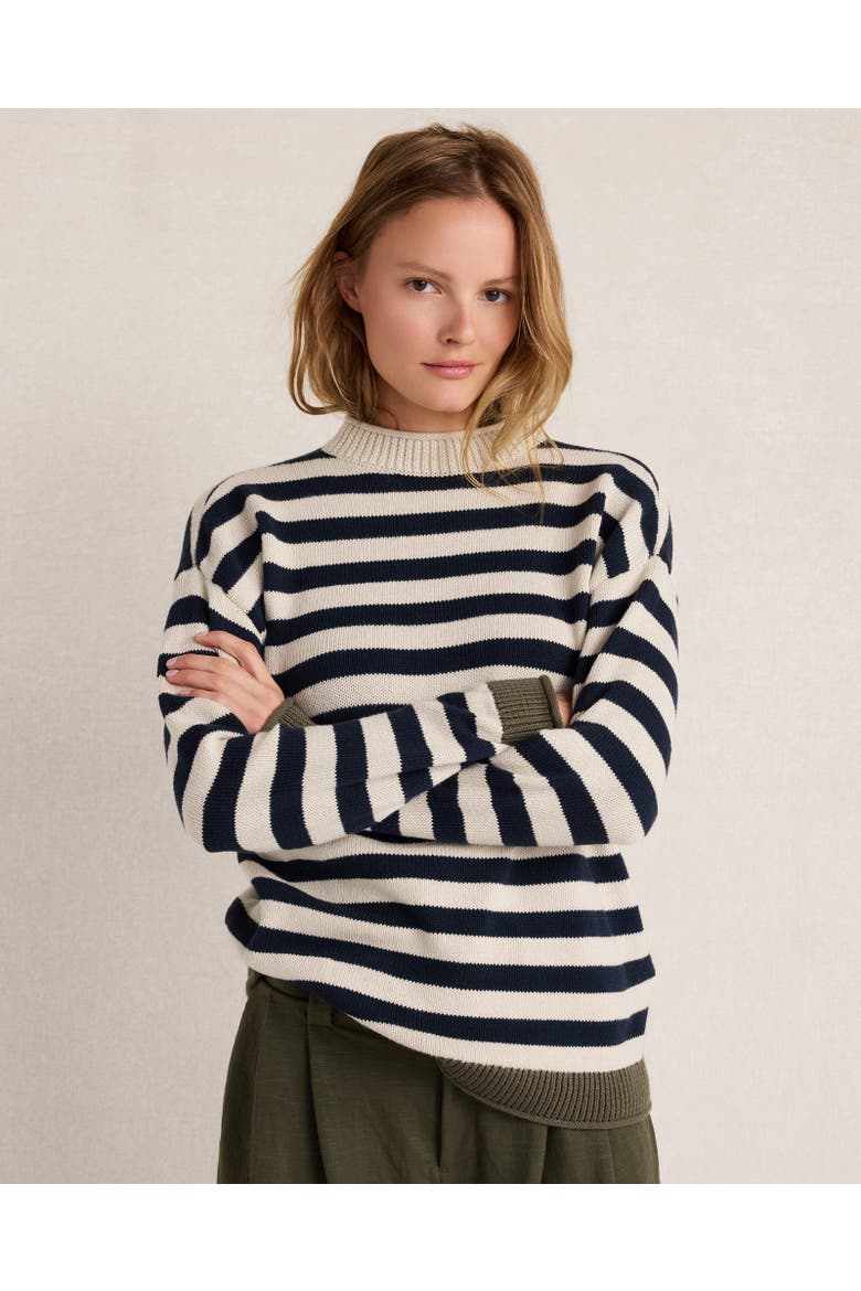 Organic Cotton Heritage Striped Roll Neck Sweater, Main, color, Nightfall/Chantrelle/Grapeleaf