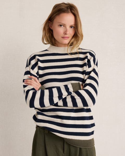 Organic Cotton Heritage Striped Roll Neck Sweater