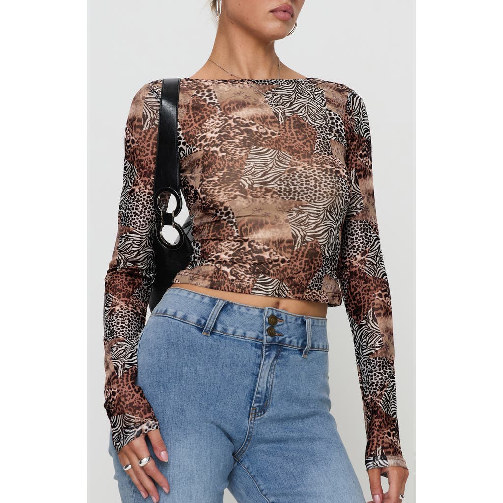 Princess Polly Tied In Long Sleeve Mesh Top