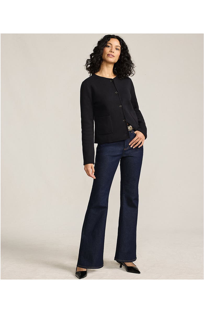 Lands' End Fine Gauge Cotton Milano Blazer Sweater, Alternate, color, Black