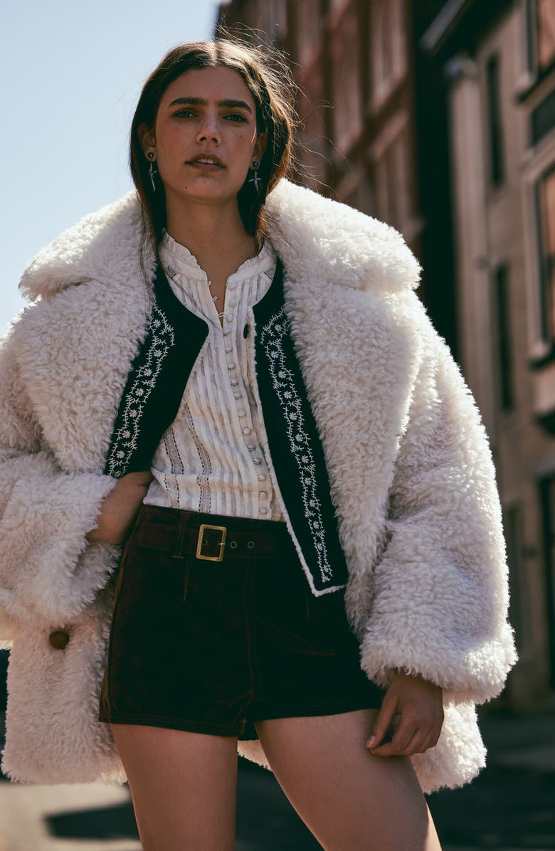 Free People Sophie Faux Fur Peacoat, Alternate, color, 