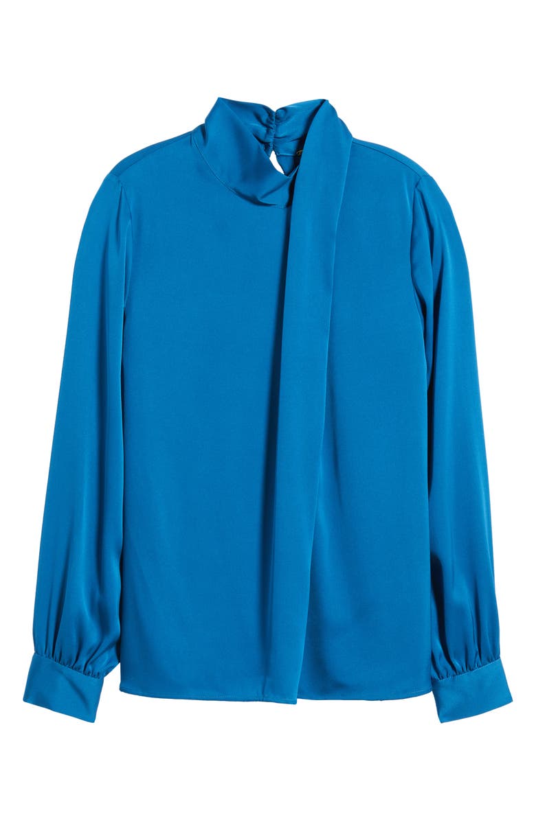 Elie Tahari The Jaden Stretch Silk Shirt, Alternate, color, Blue Stone