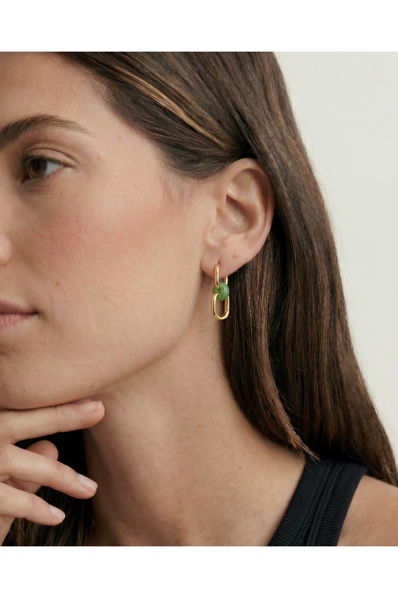 Della Convertible link large gold jade earrings, Alternate, color, Bright green