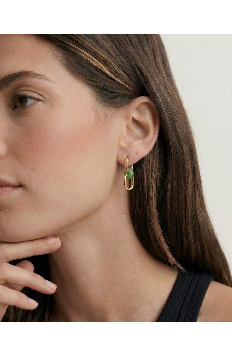 seree Della Convertible link large gold jade earrings, Alternate, color, Bright Green