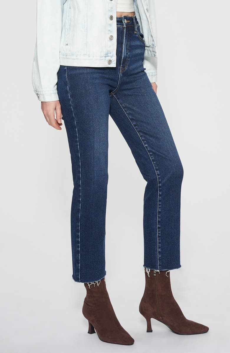 Bayeas Linda High Waist Ankle Slim Straight Leg Jeans, Alternate, color, Deep Sea