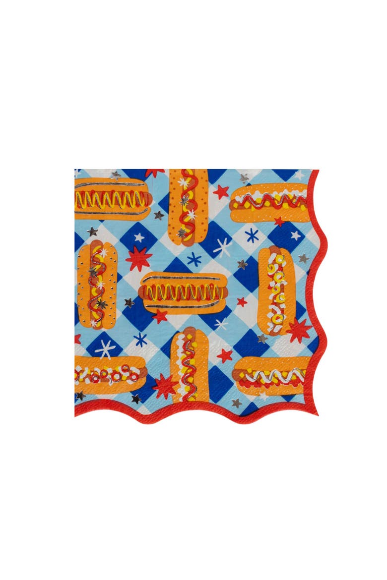 Patriotic Hot Dog Print Large Napkins, Main, color, Assorted Pre-Pack