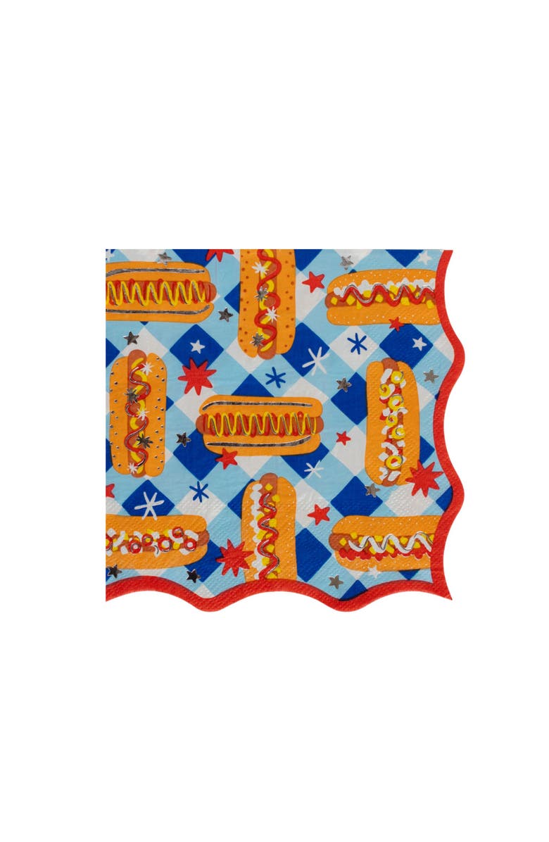 Jollity & Co. 4th of July Patriotic Hot Dog Print Large Napkins, Main, color, Assorted Pre-Pack