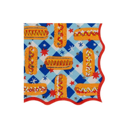 4th of July Patriotic Hot Dog Print Large Napkins