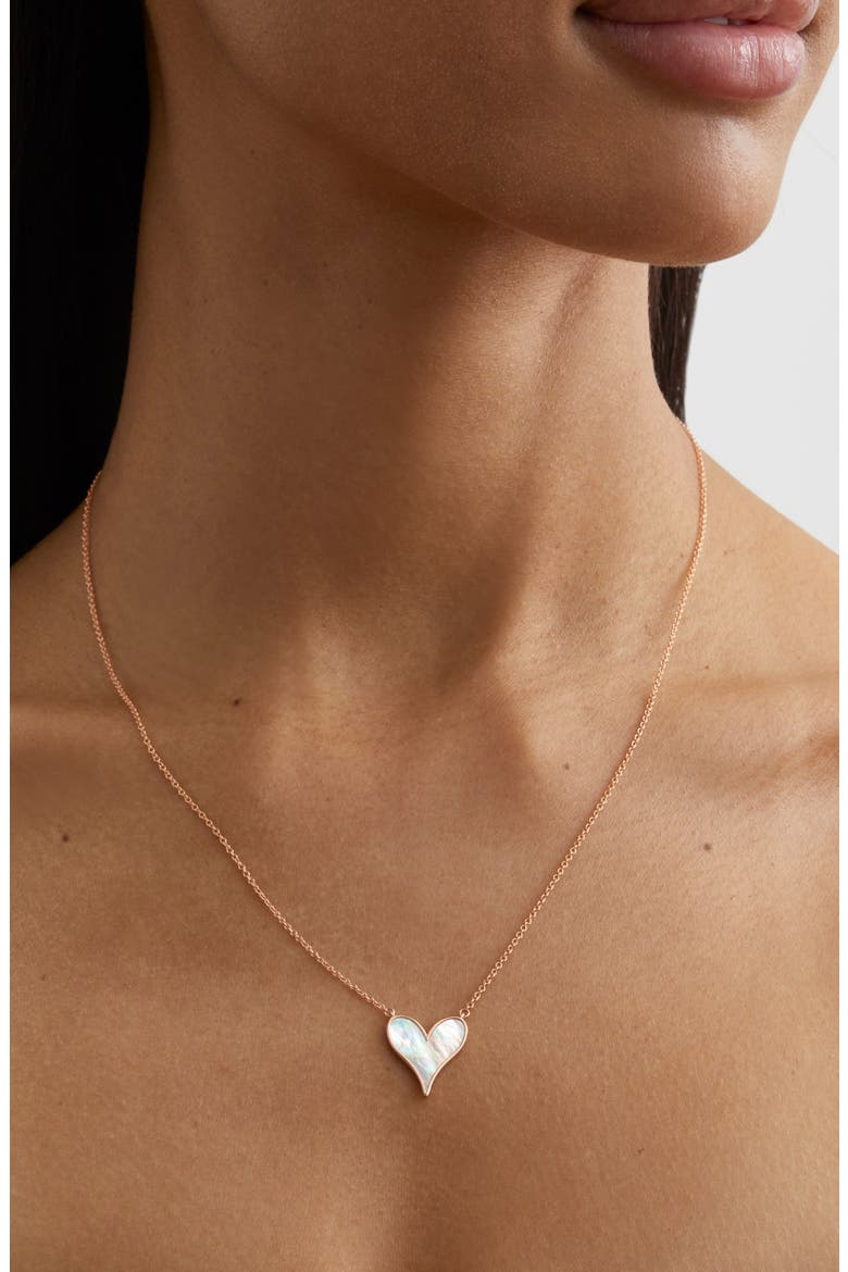 Love 18K Rose Gold & Mother-of-Pearl 15mm Pendant Necklace, Alternate, color, PEARL/ 18K ROSE GOLD
