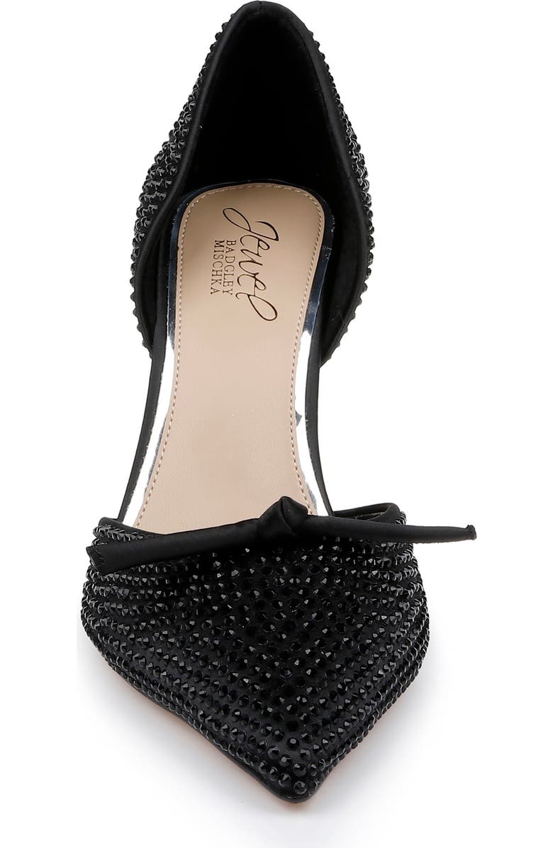 Jewel Badgley Mischka Terresa d'Orsay Pointed Toe Pump, Alternate, color, Black Satin