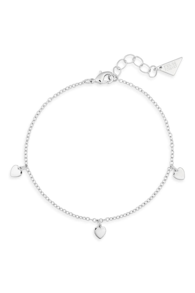 Farrah Heart Charm Bracelet, Main, color, SILVER