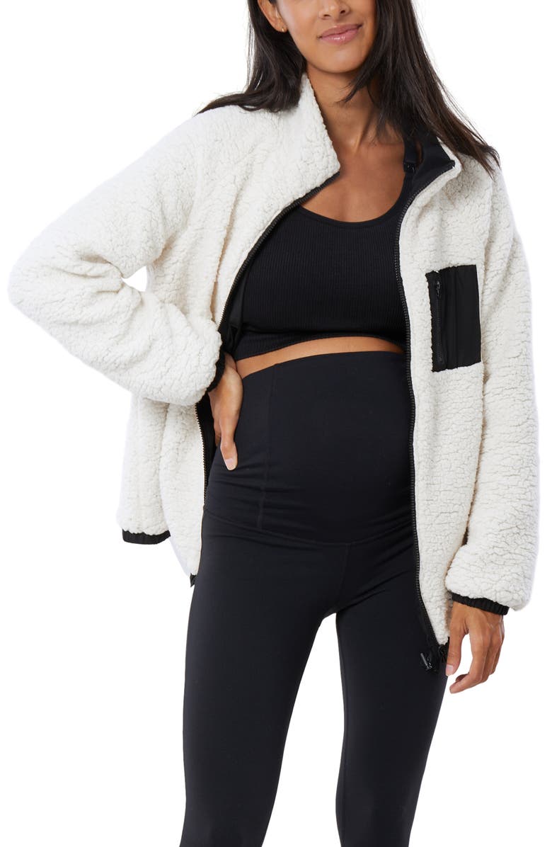 Ingrid & Isabel<sup>®</sup> Reversible Faux Shearling Maternity Jacket, Main, color, 