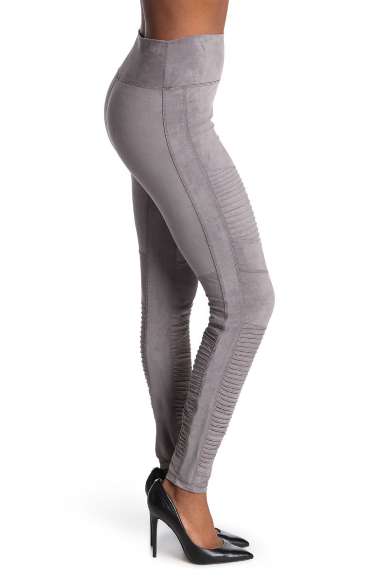 Bagatelle Faux Suede High Waist Moto Leggings, Alternate, color, 