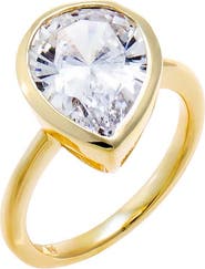 BY ADINA EDEN Skewed CZ Pear Bezel Pinky Ring