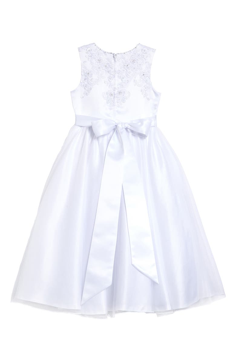 Lauren Marie Beaded Bodice Satin & Tulle Communion Dress, Alternate, color, 