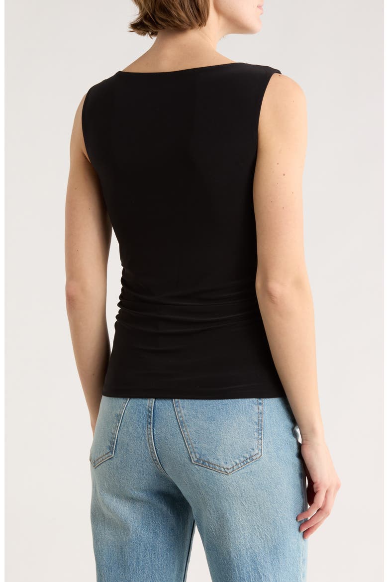 Boat Neck Sleeveless Top, Alternate, color, BLACK