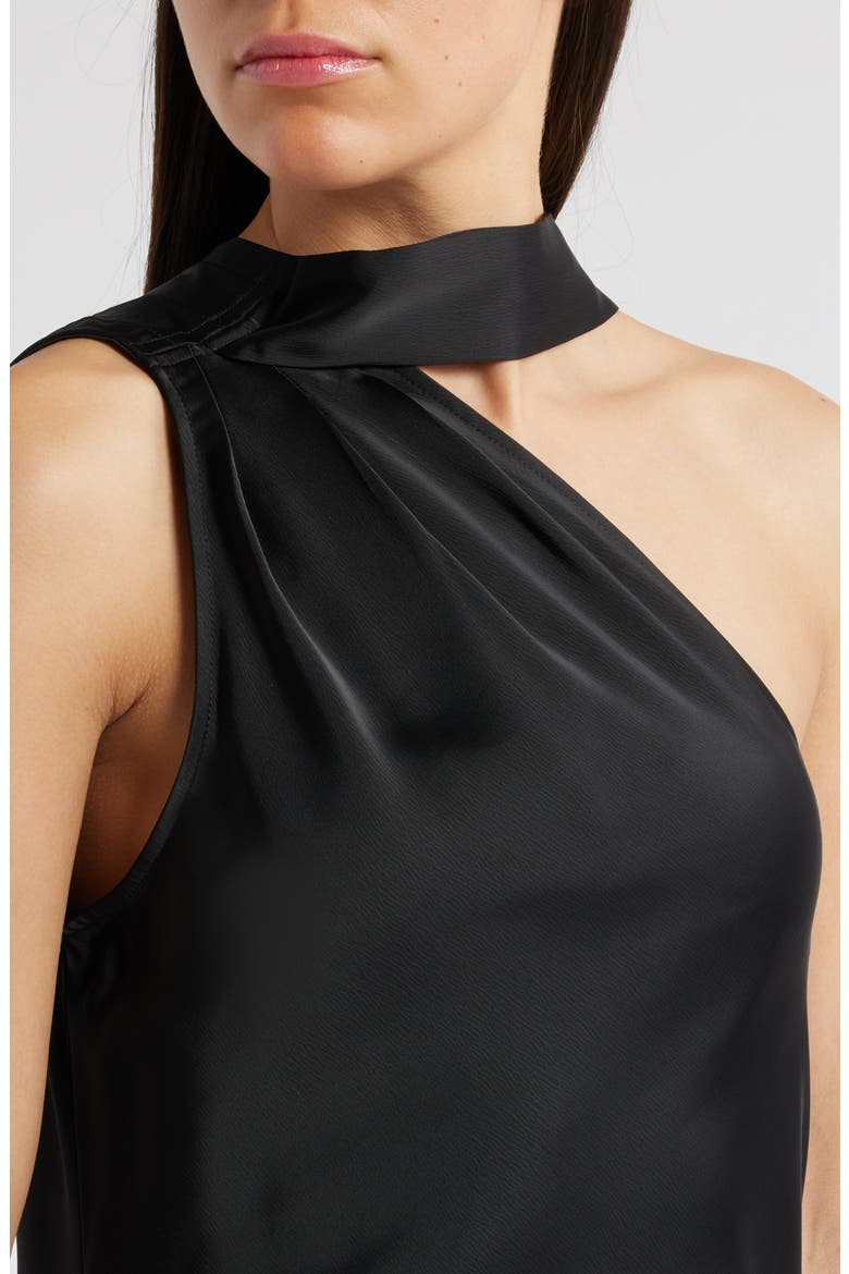 The Avery One-Shoulder Satin Gown, Alternate, color, BLACK