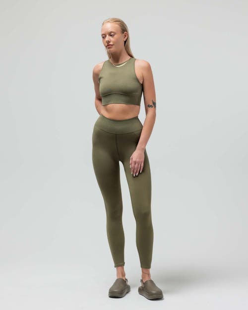 Reformer The Jersey Keyhole Sports Bra W/fused Waist Band In Green