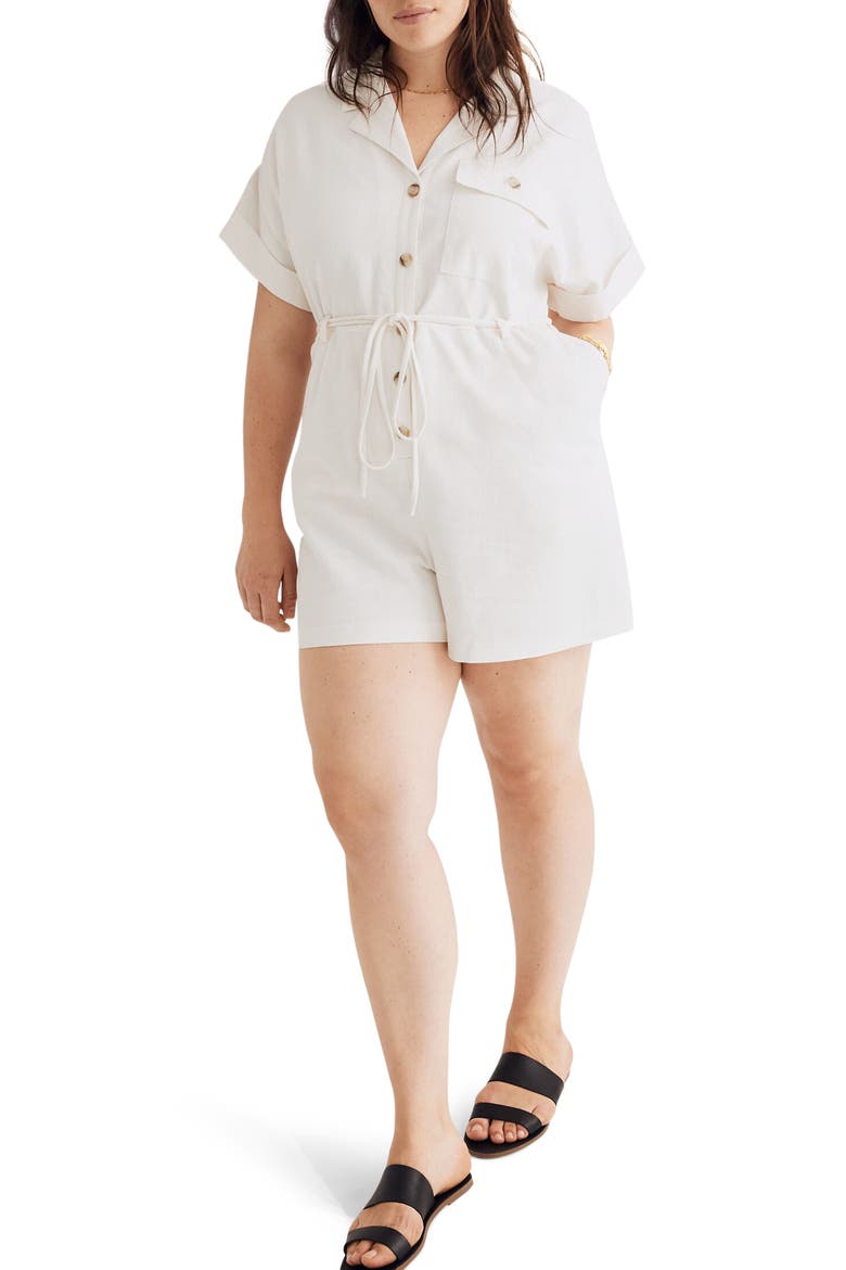 Belted Safari Romper, Alternate, color, LIGHTHOUSE