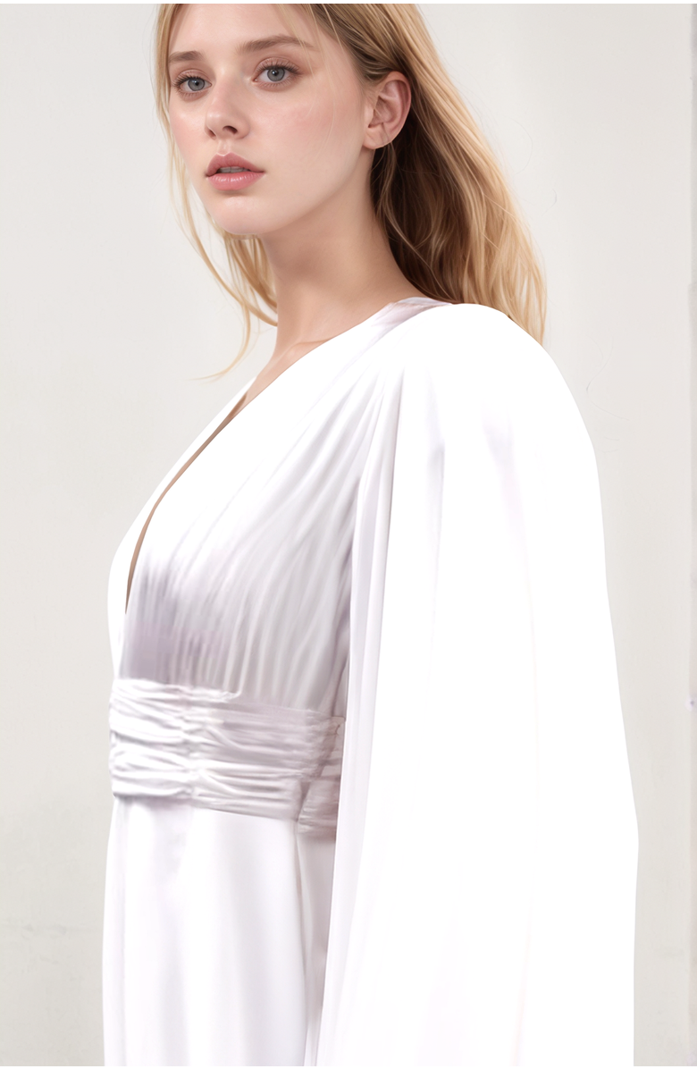 CREEA the Label Bell Sleeve Plunge Neck Dress, Alternate, color, 