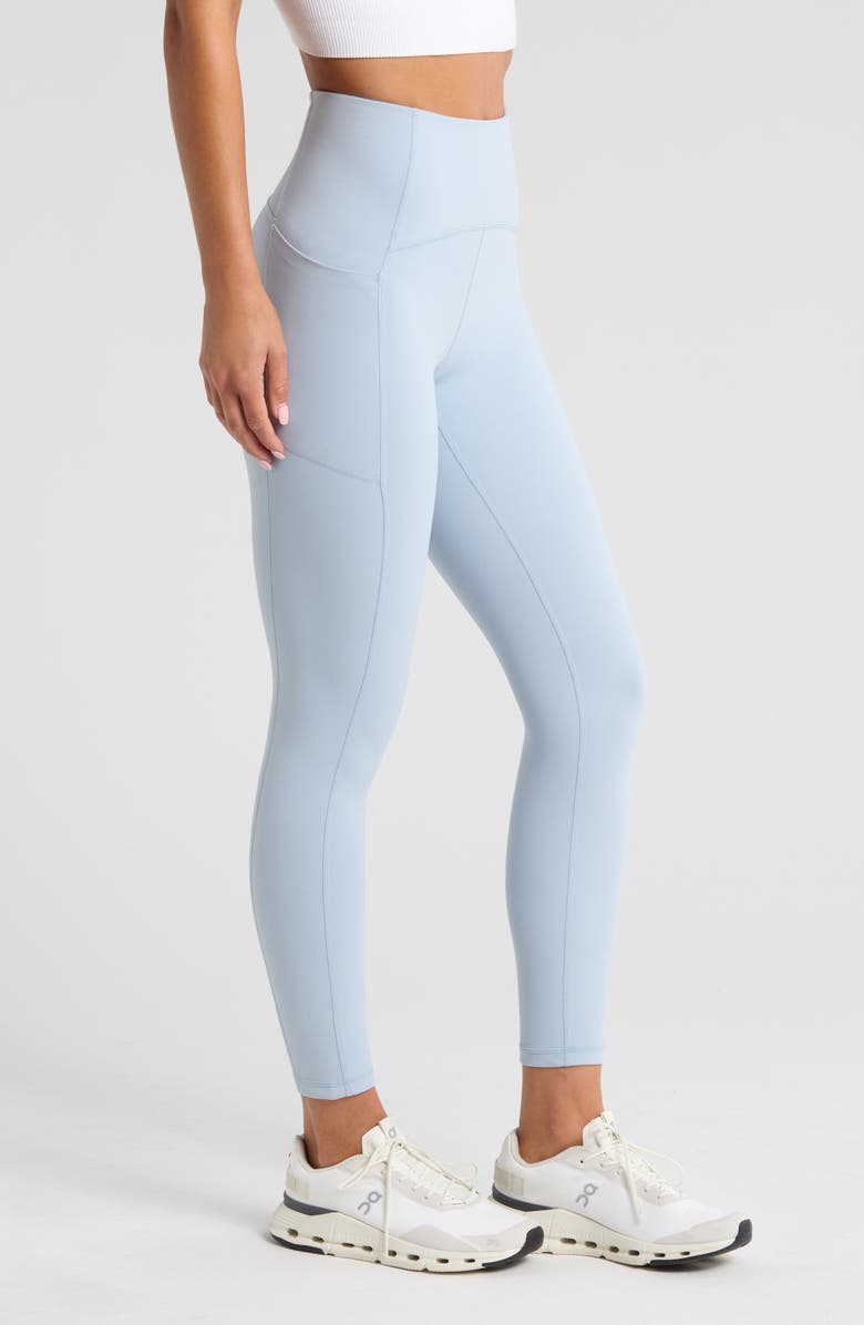 Zella Studio Luxe High Waist Pocket 7/8 Leggings, Alternate, color, Blue Fog