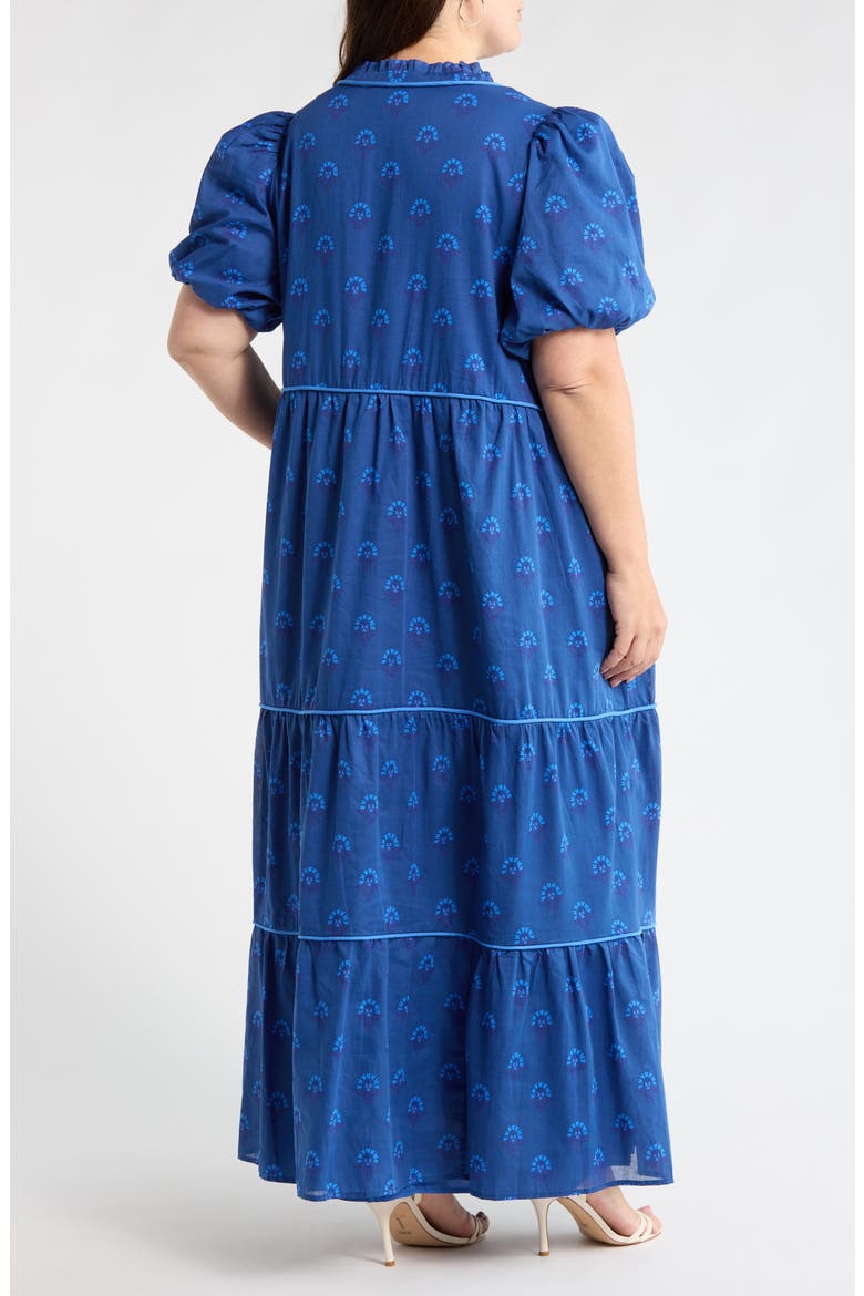 Briza Medallion Renley Tiered Maxi Dress, Alternate, color, TEAL-BLUE