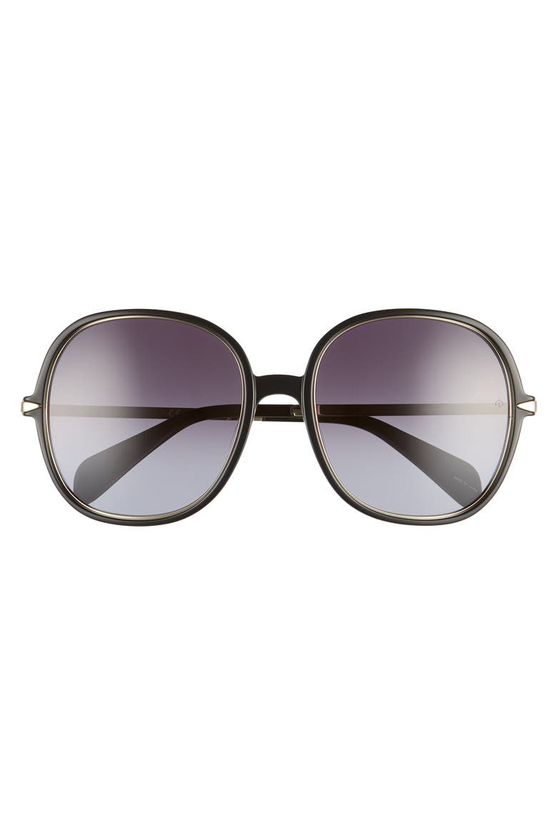 59mm Gradient Round Sunglasses, Alternate, color, BLACK