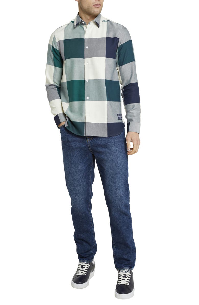 Ted Baker London Notley Oversize Check Button-Up Flannel Shirt, Alternate, color,