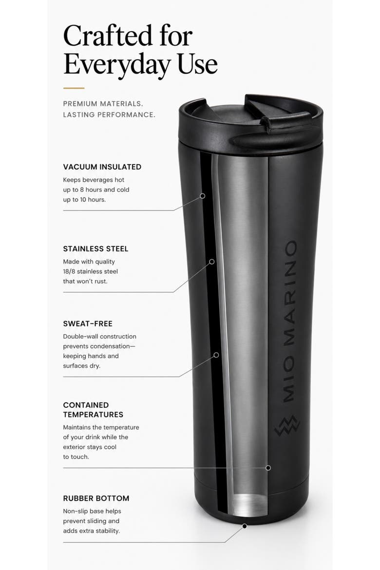 Vacuum-Insulated Stainless Steel Travel Mug 16 oz, Alternate, color, Mid Night Black
