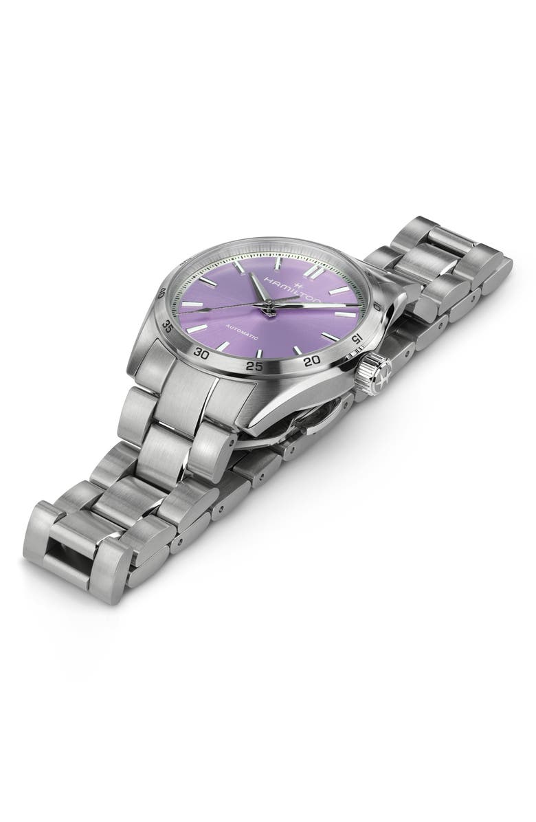 Hamilton Jazzmaster Performer Automatic Bracelet Watch, 34mm, Alternate, color, Silver/ Purple
