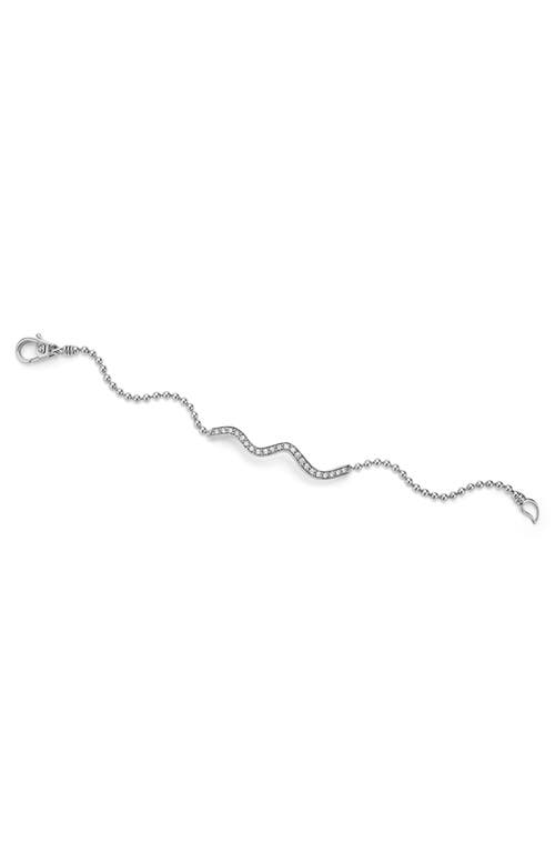 Lagos Sterling Silver Caviar Spark Diamond Wavy Bead Link Bracelet In Silver