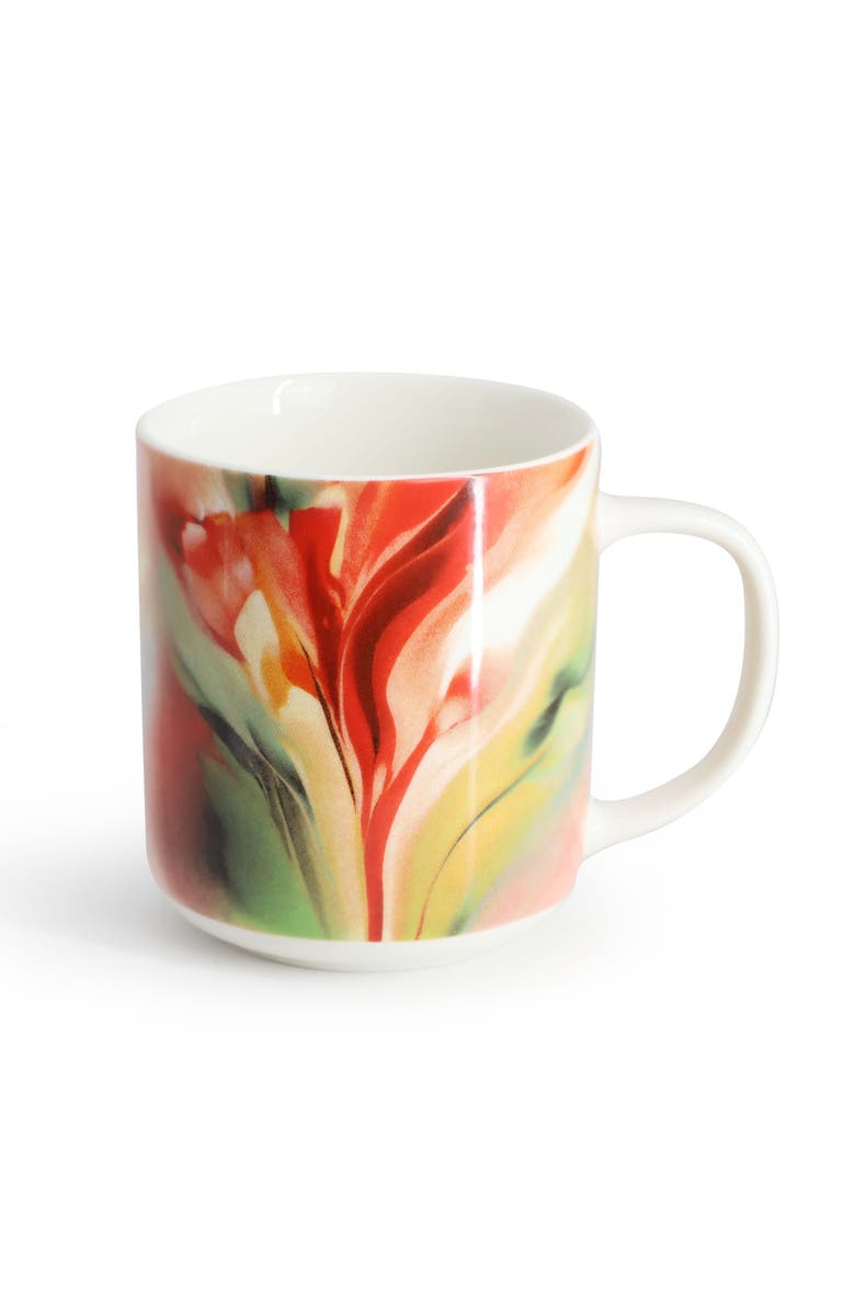 Elama Autumn Storm 16 Piece Abstract Design Round Porcelain Dinnerware Set, Alternate, color, White