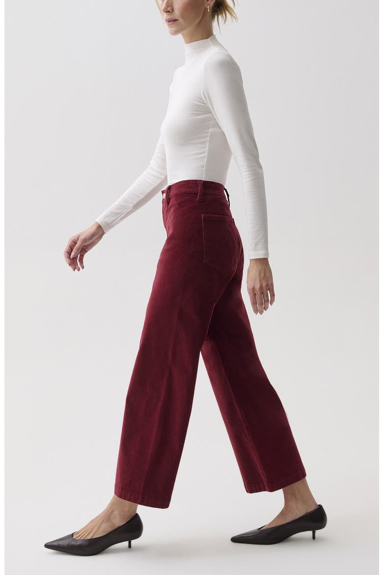 Penny Ankle Wide Leg Corduroy Jeans, Alternate, color, DEEP CRIMSON