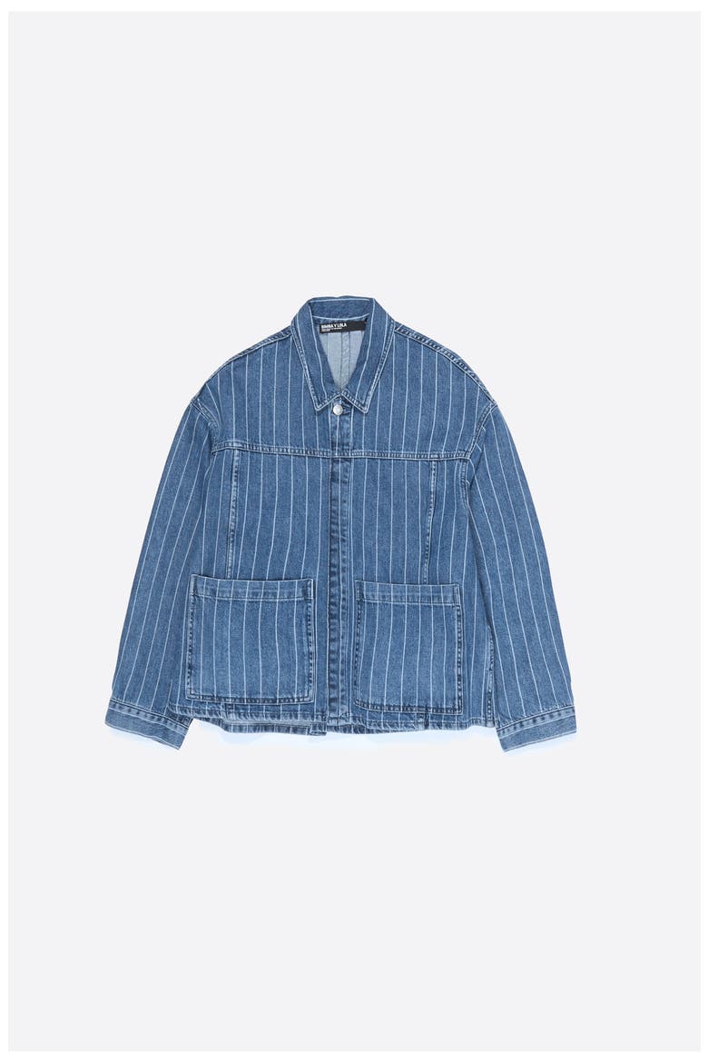 A-line Washed Denim Jacket, Alternate, color, DENIM BLUE