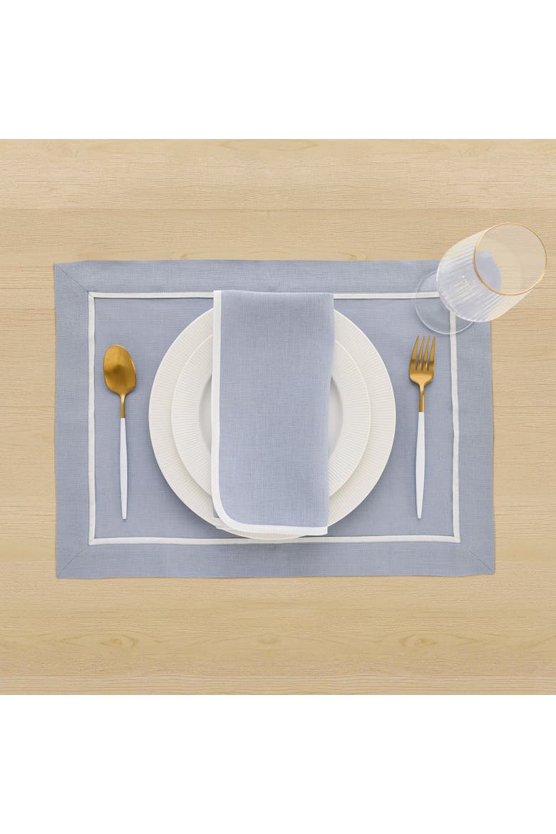 Linen Dinner Napkins Set of 4, 20 x 20" - Kensington, Alternate, color, Dusty Blue