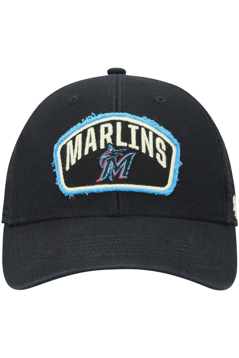 Men's '47 Black Miami Marlins Cledus MVP Trucker Snapback Hat, Alternate, color, Black