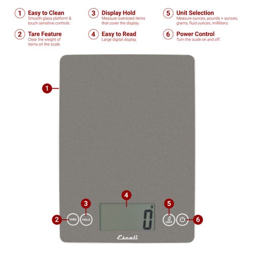 Escali Arti Glass Digital Scale In Gray