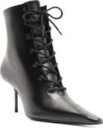 Schutz Roxanne Lace Pointed Toe Leather Bootie