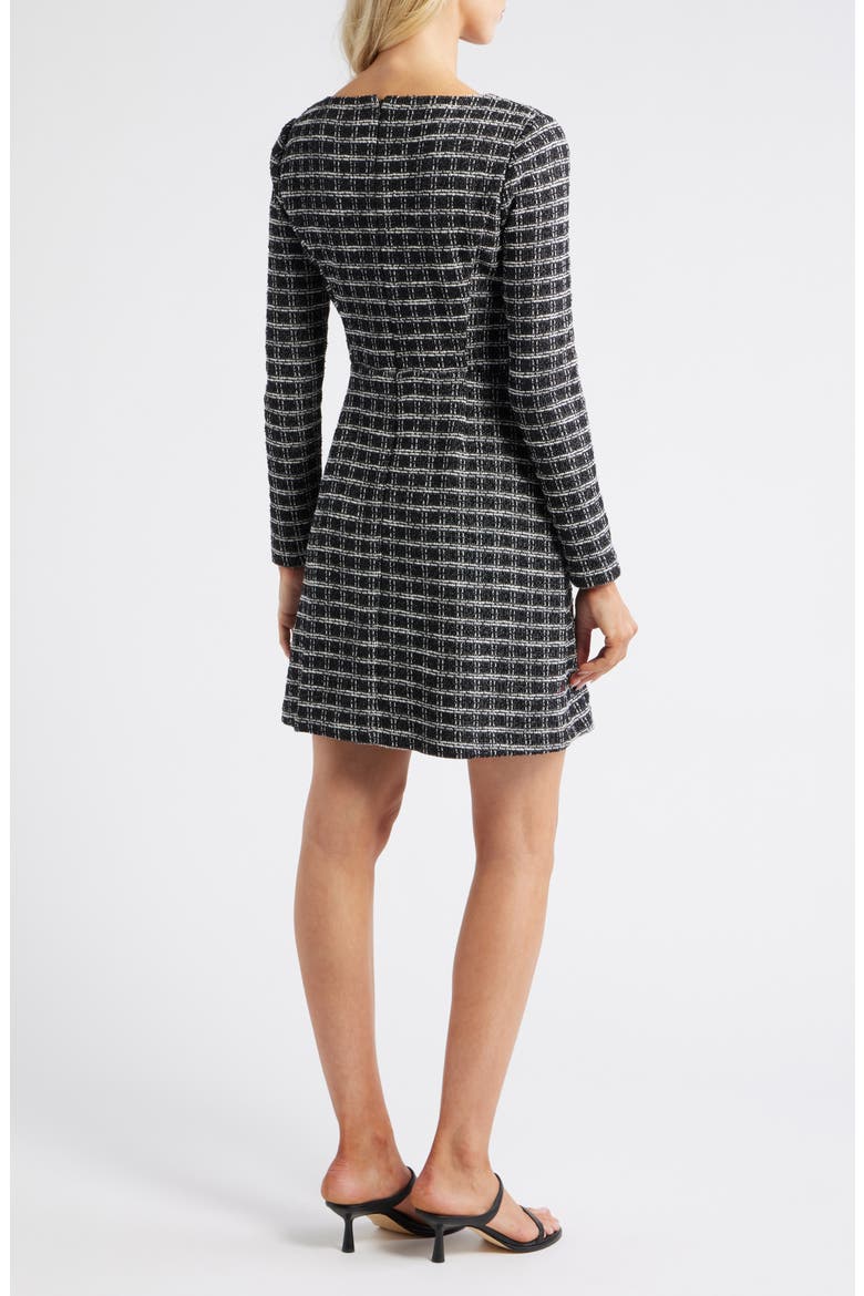 Windowpane Plaid Long Sleeve Bouclé Dress, Alternate, color, BLACK MULTI