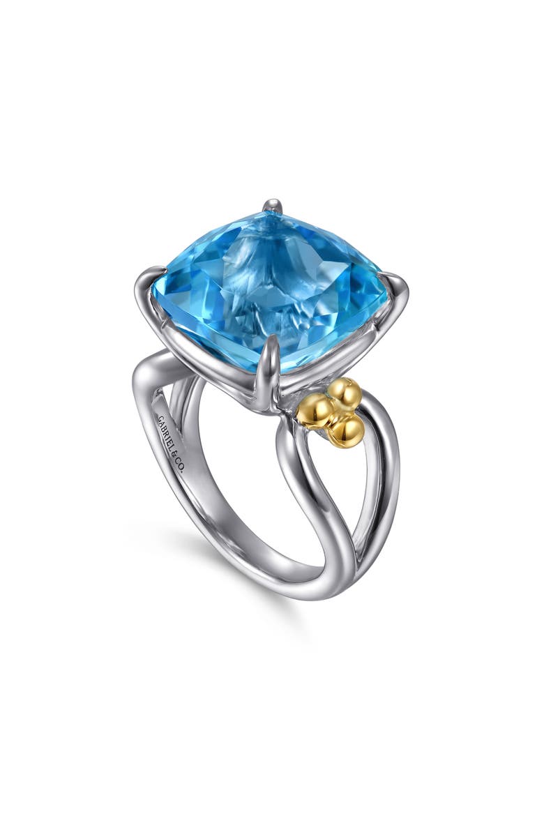 Bujukan Cushion Blue Topaz Signet Ring, Alternate, color, STERLING SILVER