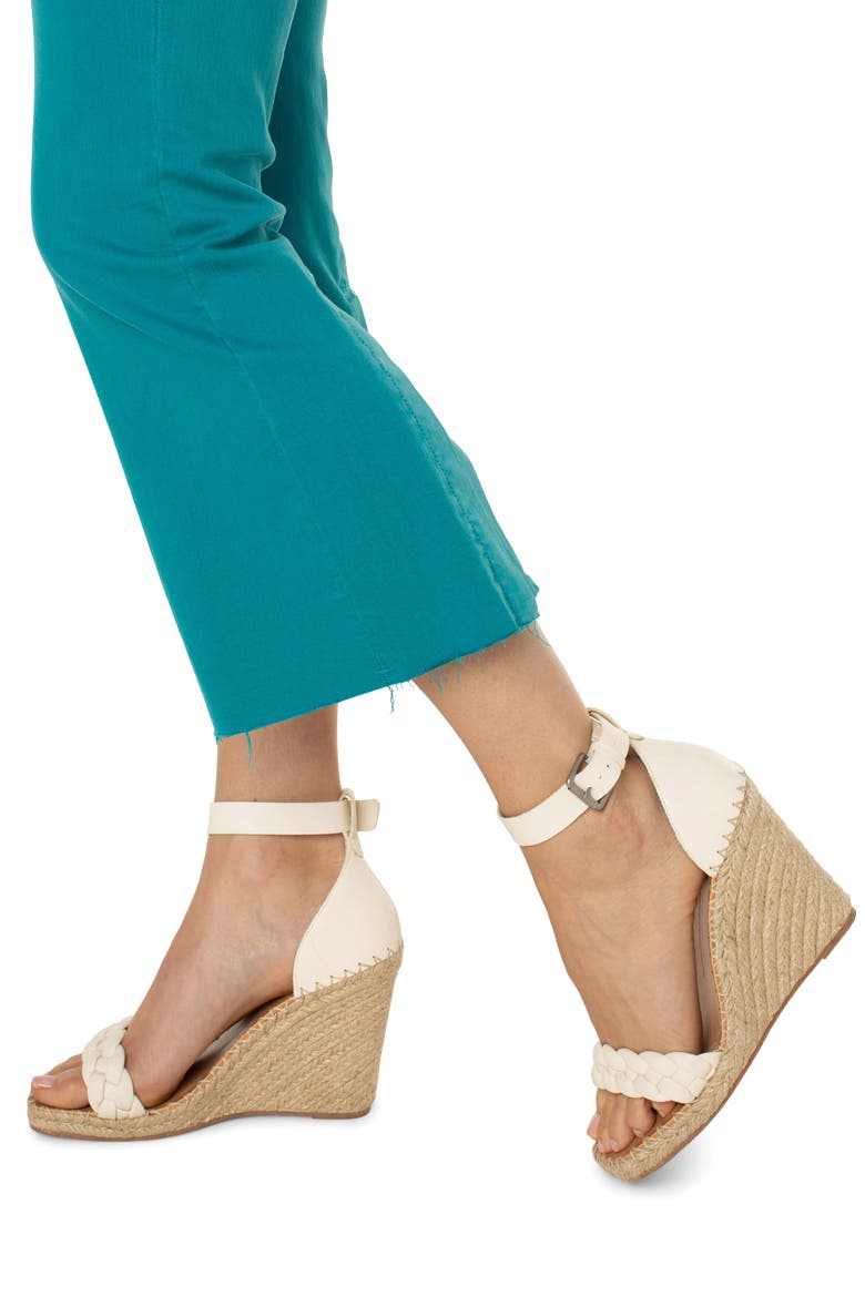Gia Glider Pull-On Raw Hem Crop Flare Pants, Alternate, color, LAKE BLUE