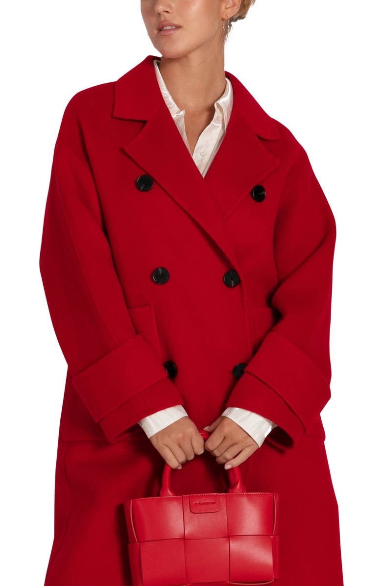 Belle & Bloom Rumour Has It Oversized Wool Blend Coat, Alternate, color, Red