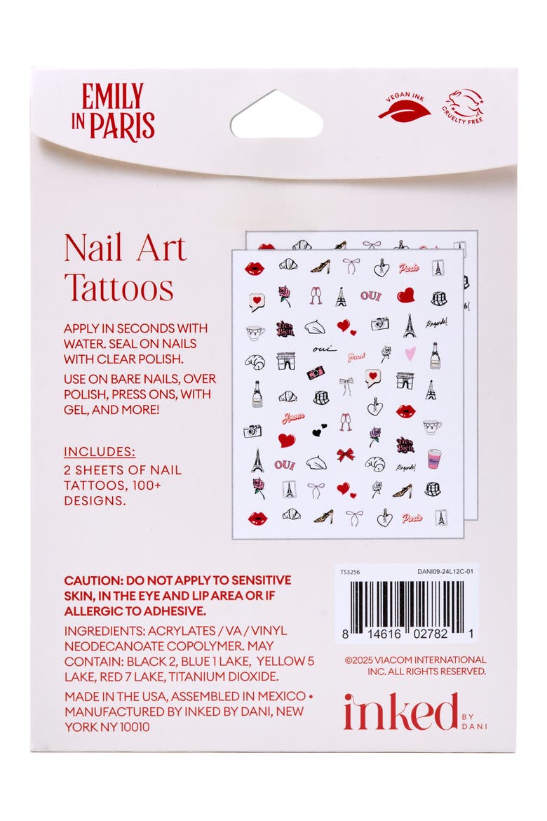 Emily in Paris Nail Art Temporary Tattoos, Alternate, color, MULTI