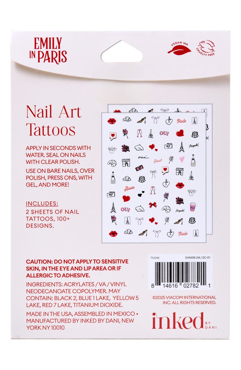 INKED by Dani Emily in Paris Nail Art Temporary Tattoos, Alternate, color, Multi